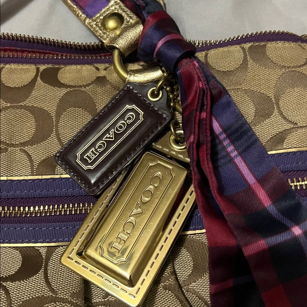 Coach Poppy classic tan and purple tartan large tote (lot of 2, not separating) - Picture 10 of 16